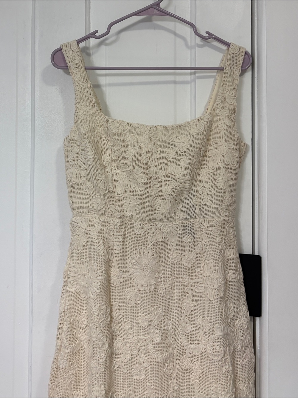 Lulu's Cream Lace Appliqué Midi Dress